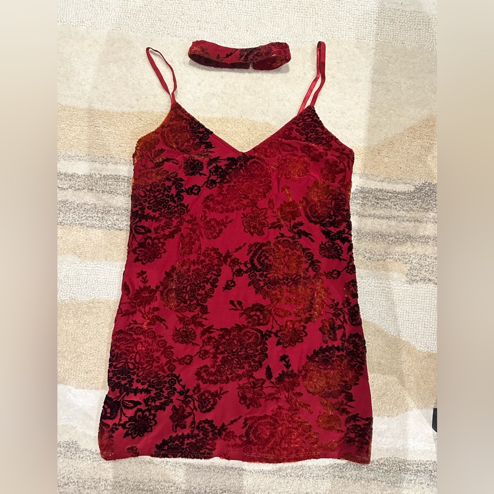 Missguided Burnout Velour Mini Dress with Choker